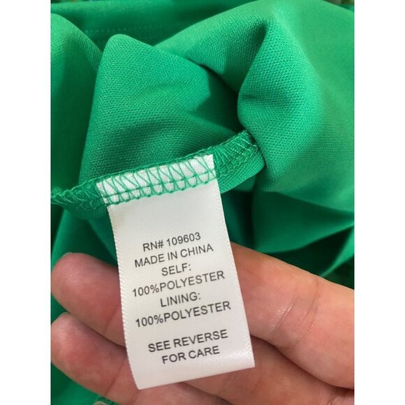 Vintage Rabbit Rabbit Rabbit Women's Green Chiffon Maxi Dress - 14 - Picture 8 of 12